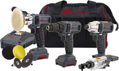 Ingersoll-Rand - 12 Volt Cordless Tool Combination Kit - Includes 1/4" Hex Compact Impact Driver, Lithium-Ion Battery Included - USA Tool & Supply