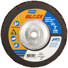 Norton - 7" 40 Grit 5/8-11 Center Hole Type 27 Ceramic Alumina Flap Disc - USA Tool & Supply