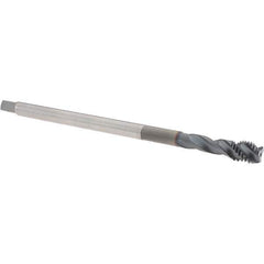 OSG - M12x1.75 Metric 3 Flute 6H Semi-Bottoming Spiral Flute Tap - Powdered Metal, TiCN Finish, 180mm OAL, Right Hand Flute, Right Hand Thread, D6, Series 16520 - USA Tool & Supply