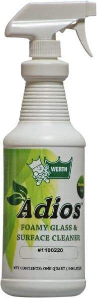 Werth Sanitary Supply - 32 oz Bottle Coconut Breeze Glass Cleaner - Use on Glass, Mirrors, Fiberglass, Stainless Steel, Polished Metal, Plastic, Chrome, Linoleum - USA Tool & Supply