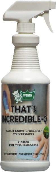 Werth Sanitary Supply - 1 Qt Plastic Bottle Carpet Cleaner - Coconut Breeze Scent, Use on Carpet Cleaning - USA Tool & Supply