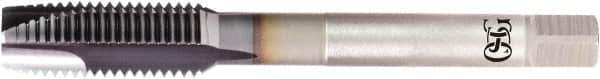 OSG - M10x0.75 Metric Fine, 3 Flute, V Finish, Powdered Metal Spiral Point Tap - Plug Chamfer, Right Hand Thread, 90mm OAL, 17.7mm Thread Length, 0.381" Shank Diam, 6H Class of Fit, Series 16510 - Exact Industrial Supply