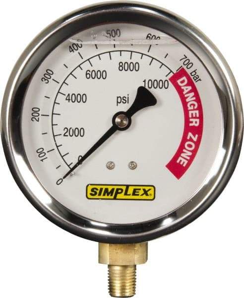 TK Simplex - Hydraulic Pressure Gages & Adapters Type: Liquid-Filled Gauge Pressure Rating: 0 - 10000 - USA Tool & Supply