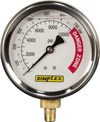 TK Simplex - Hydraulic Pressure Gages & Adapters Type: Liquid-Filled Gauge Pressure Rating: 0 - 10000 - USA Tool & Supply