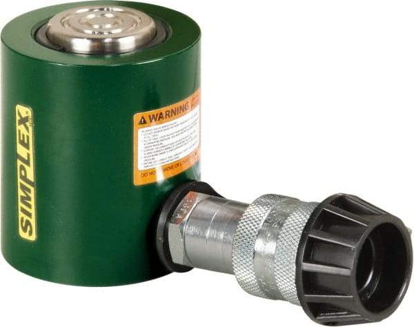 TK Simplex - 1-1/2" Stroke, 10 Ton Portable Hydraulic Low Profile Cylinder - 2.24 Sq In Effective Area, 3.4 Cu In Oil Capacity, 3.47 to 4.97" High, 1-1/2" Plunger Diam, 10,000 Max psi - USA Tool & Supply