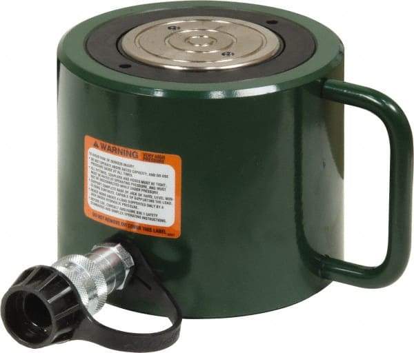 TK Simplex - 2-1/4" Stroke, 100 Ton Portable Hydraulic Low Profile Cylinder - 19.63 Sq In Effective Area, 44.2 Cu In Oil Capacity, 5.56 to 7.81" High, 3-5/8" Plunger Diam, 10,000 Max psi - USA Tool & Supply