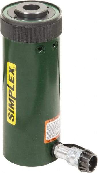 TK Simplex - 6-1/8" Stroke, 30 Ton Portable Hydraulic Hollow Hole Cylinder - 7.22 Sq In Effective Area, 44.23 Cu In Oil Capacity, 13 to 19.13" High, 2-1/2" Plunger Diam, 10,000 Max psi - USA Tool & Supply