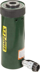 TK Simplex - 6-1/8" Stroke, 30 Ton Portable Hydraulic Hollow Hole Cylinder - 7.22 Sq In Effective Area, 44.23 Cu In Oil Capacity, 13 to 19.13" High, 2-1/2" Plunger Diam, 10,000 Max psi - USA Tool & Supply