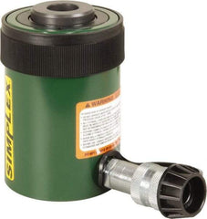 TK Simplex - 2" Stroke, 20 Ton Portable Hydraulic Hollow Hole Cylinder - 4.73 Sq In Effective Area, 9.46 Cu In Oil Capacity, 6.42 to 8.42" High, 2-1/8" Plunger Diam, 10,000 Max psi - USA Tool & Supply