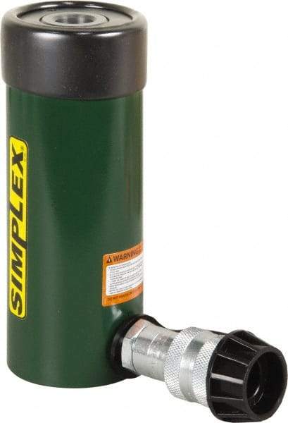 TK Simplex - 3" Stroke, 12 Ton Portable Hydraulic Hollow Hole Cylinder - 2.76 Sq In Effective Area, 8.3 Cu In Oil Capacity, 7.25 to 10.25" High, 1-3/8" Plunger Diam, 10,000 Max psi - USA Tool & Supply