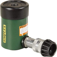 TK Simplex - 1-5/8" Stroke, 12 Ton Portable Hydraulic Hollow Hole Cylinder - 2.76 Sq In Effective Area, 4.5 Cu In Oil Capacity, 4.75 to 6.38" High, 1-3/8" Plunger Diam, 10,000 Max psi - USA Tool & Supply
