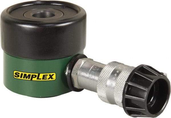 TK Simplex - 5/16" Stroke, 12 Ton Portable Hydraulic Hollow Hole Cylinder - 2.76 Sq In Effective Area, 0.86 Cu In Oil Capacity, 2.2 to 2.5" High, 1-3/8" Plunger Diam, 10,000 Max psi - USA Tool & Supply