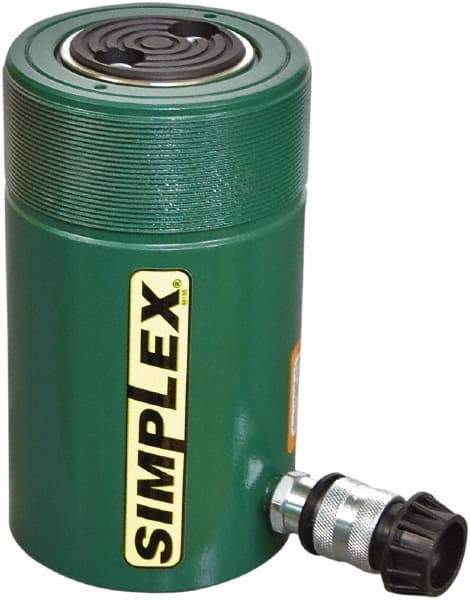 TK Simplex - 2" Stroke, 55 Ton Portable Hydraulic Single Acting Cylinder - 11.04 Sq In Effective Area, 22.08 Cu In Oil Capacity, 6.94 to 8.94" High, 3.13" Cyl Bore Diam, 3-3/4" Plunger Diam, 10,000 Max psi - USA Tool & Supply