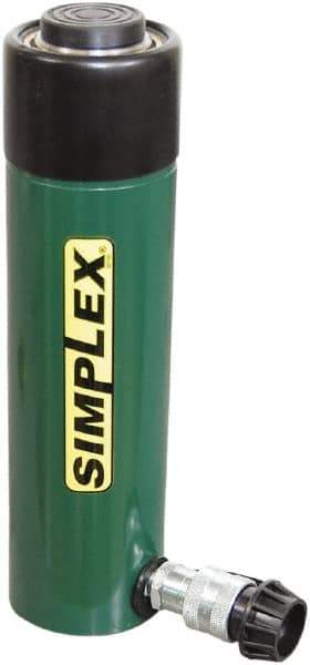 TK Simplex - 4" Stroke, 25 Ton Portable Hydraulic Single Acting Cylinder - 5.16 Sq In Effective Area, 20.63 Cu In Oil Capacity, 8.5 to 12.5" High, 2.25" Cyl Bore Diam, 2-9/16" Plunger Diam, 10,000 Max psi - USA Tool & Supply