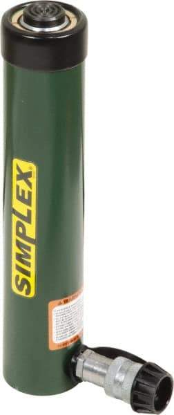 TK Simplex - 10-3/8" Stroke, 15 Ton Portable Hydraulic Single Acting Cylinder - 3.14 Sq In Effective Area, 31.4 Cu In Oil Capacity, 14.69 to 25.07" High, 1.63" Cyl Bore Diam, 2" Plunger Diam, 10,000 Max psi - USA Tool & Supply