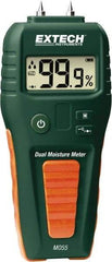 Extech - 32 to 122°F Operating Temp, Moisture Meter - LCD Display, Includes (2) Pins, Protective Cap, 9V Battery - USA Tool & Supply