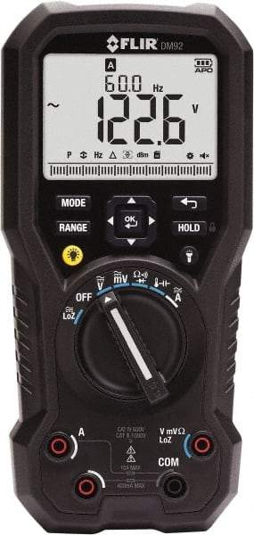 FLIR - DM92, CAT IV, 1,000 VAC/VDC, Digital Multimeter - 40 mOhm, Measures Voltage, Capacitance, Current, Frequency, Resistance, Temperature - USA Tool & Supply