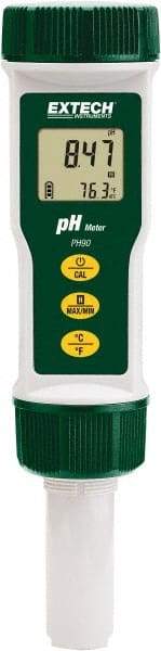 Extech - 0 to 14 pH, Ph & Temp Tester - 32 to 194°F, Accurate up to ±0.01 pH + 1d & ±0.2 pH - USA Tool & Supply