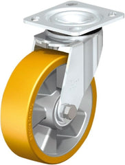 Swivel Top Plate Caster: Polyurethane, 6-5/16″ Wheel Dia, 2″ Wheel Width, 1,210 lb Capacity, 7-7/8″ OAH Polyurethane, 1,210 Lb Capacity, Ball Bearing, 4 x 4-1/2″ Plate