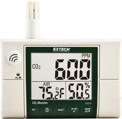 Extech - Visual, Audible Alarm, LCD Display, Indoor Air Quality Monitor - Monitors Carbon Dioxide - USA Tool & Supply