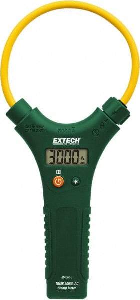 Extech - MA3010, CAT IV, Digital True RMS Clamp Meter with 10" Flex Jaws - 3000 AC Amps, Measures Current - USA Tool & Supply