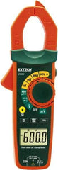 Extech - EX650, CAT III, Digital True RMS Auto Ranging Clamp Meter with 1.18" Clamp On Jaws - 750 VAC, 1000 VDC, 600 AC Amps, Measures Voltage, Capacitance, Continuity, Current, Resistance - USA Tool & Supply