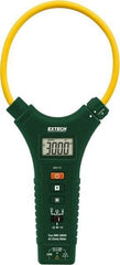 Extech - MA3110, CAT III, Digital True RMS Clamp Meter with 11" Flex Jaws - 1000 VAC/VDC, 3000 AC Amps, Measures Voltage, Capacitance, Continuity, Current, Resistance - USA Tool & Supply