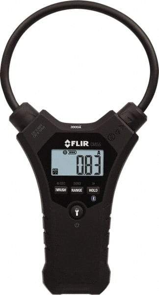 FLIR - CM55, CAT IV, Digital True RMS Wireless Clamp Meter with 10" Flex Jaws - 3000 AC Amps, Measures Current - USA Tool & Supply