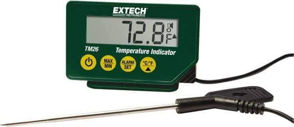 Extech - -40 to 392°F Waterproof Digital Thermometer - LCD Display, Stainless Steel Probe Sensor, CR-2032 Power - USA Tool & Supply