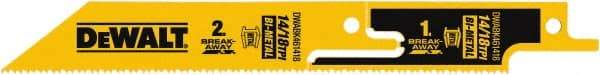 DeWALT - 6" Long x 1" Thick, Bi-Metal Reciprocating Saw Blade - Straight Profile, 14 to 18 TPI, Toothed Edge, Tang Shank - USA Tool & Supply