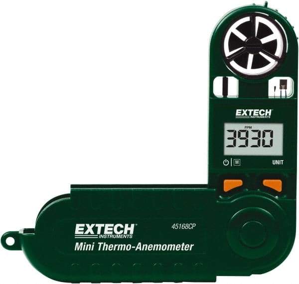 Extech - Airflow Meters & Thermo-Anemometers Type: Thermo-Anemometer Maximum Air Velocity ft/min (Feet): 3937 - USA Tool & Supply