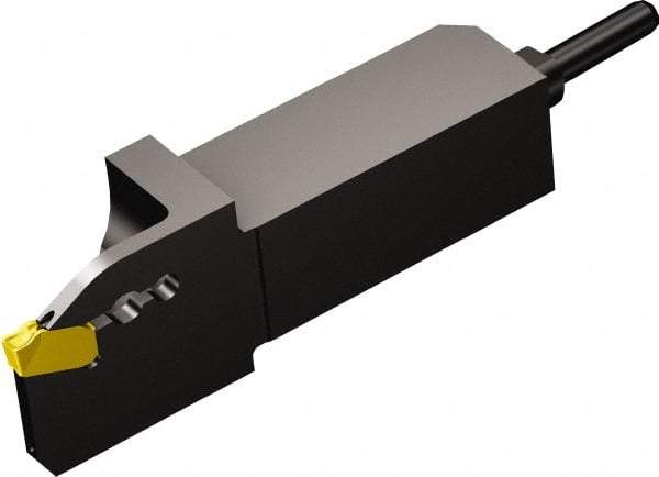 Sandvik Coromant - QSQD, External, Left Hand, 0.8" Max Depth of Cut, Indexable Grooving Tool Holder - QD-NF-0250-0002-CM Insert Compatibility, 5/8" Shank Height, 5/8" Shank Width, 2.7559" OAL, Through Coolant - USA Tool & Supply