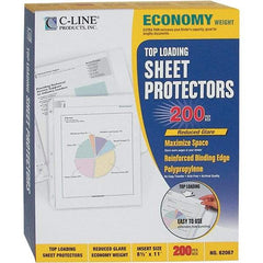 C-LINE - 200 Piece Clear Sheet Protectors-Ring Binder - 11" High x 8-1/2" Wide - USA Tool & Supply