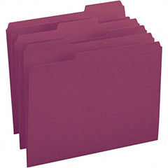 SMEAD - 11-5/8 x 9-1/2", Letter Size, Maroon, File Folders with Top Tab - 11 Point Stock, Assorted Tab Cut Location - USA Tool & Supply