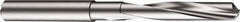 Sandvik Coromant - 33/64" 130° Spiral Flute Solid Carbide Screw Machine Drill Bit - Uncoated, Right Hand Cut, 2.3622" Flute Length, 4.2126" OAL, Split Point, Straight Shank, Through Coolant - USA Tool & Supply