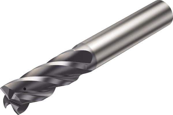 Sandvik Coromant - 1/4", 4 Flute, Single End, Solid Carbide, Corner Chamfer End Mill - 2-1/2" OAL, Right Hand Flute, 5/8" LOC, Right Hand Cut - USA Tool & Supply