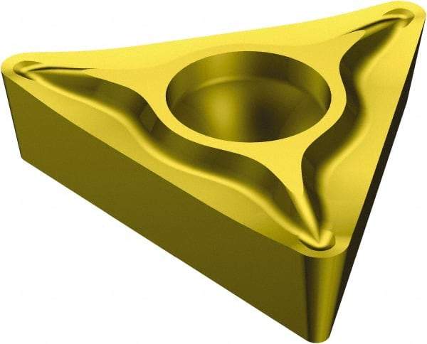 Sandvik Coromant - TCGT21.52 UM Grade 2035 Carbide Turning Insert - TiAlN/TiN Finish, 60° Triangle, 1/4" Inscr Circle, 3/32" Thick, 1/32" Corner Radius - USA Tool & Supply