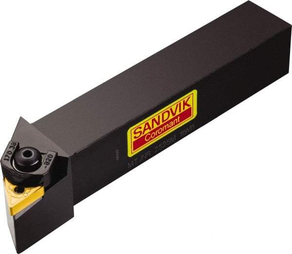 Sandvik Coromant - MTJNR/L, Left Hand Cut, -3° Lead Angle, 20mm Shank Height x 20mm Shank Width, Negative Rake Indexable Turning Toolholder - 125mm OAL, TNMG 16 04 08, TNMG 332 Insert Compatibility, Series T-Max P - USA Tool & Supply