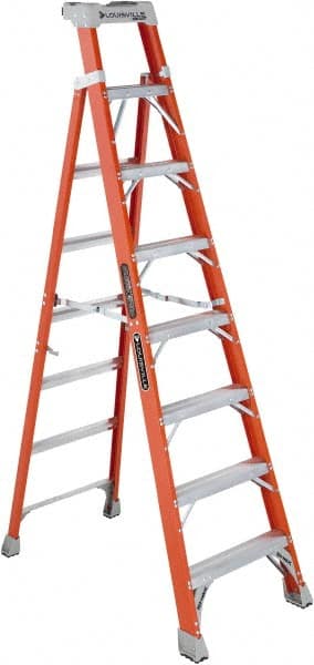 Louisville - 7 Steps, 8' High, Type IA Rating, Fiberglass Step Ladder - USA Tool & Supply