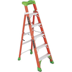 Louisville - 5 Steps, 6' High, Type IA Rating, Fiberglass Step Ladder - 300 Lb Capacity, 23-1/4" Base Width - USA Tool & Supply