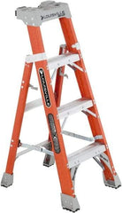 Louisville - 3 Steps, 4' High, Type IA Rating, Fiberglass Step Ladder - 300 Lb Capacity, 20-1/4" Base Width - USA Tool & Supply