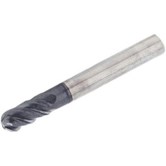 Iscar - 12mm Diam, 24mm LOC, 4 Flute Solid Carbide Ball End Mill - TiAlN Finish, Single End, 83mm OAL, 12mm Shank Diam, Spiral Flute - USA Tool & Supply