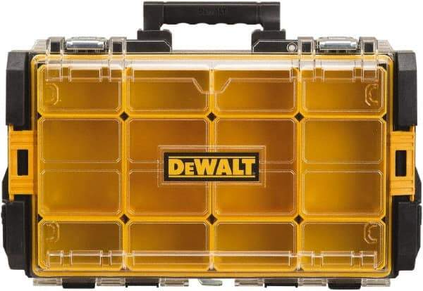 DeWALT - 12 Compartment Tool Organizer - 13-1/8" Wide x 4-1/2" Deep x 21-5/8" High, Polycarbonate, Black - USA Tool & Supply