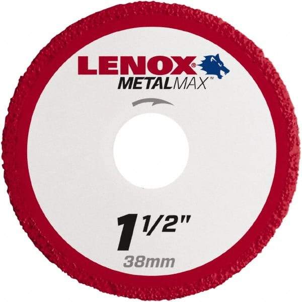 Lenox - 1-1/2" 40/50 Grit Diamond Cutoff Wheel - 0.05" Thick, 3/8" Arbor, 40,200 Max RPM, Use with Die Grinders - USA Tool & Supply