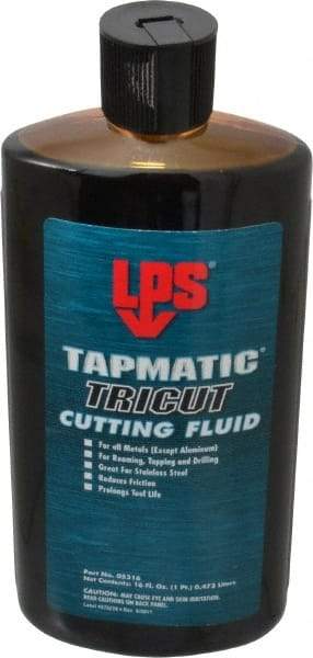 LPS - Tapmatic TriCut, 16 oz Bottle Cutting & Tapping Fluid - Semisynthetic, For Boring, Broaching, Drawing, Drilling, Engraving, Facing, Milling, Reaming, Sawing, Stamping, Tapping, Threading, Turning - USA Tool & Supply