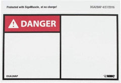 NMC - Accident Prevention Label, Header: DANGER - Legend: DANGER, English, Red, Black & White, 5" Long x 3" High, Sign Muscle Finish - USA Tool & Supply