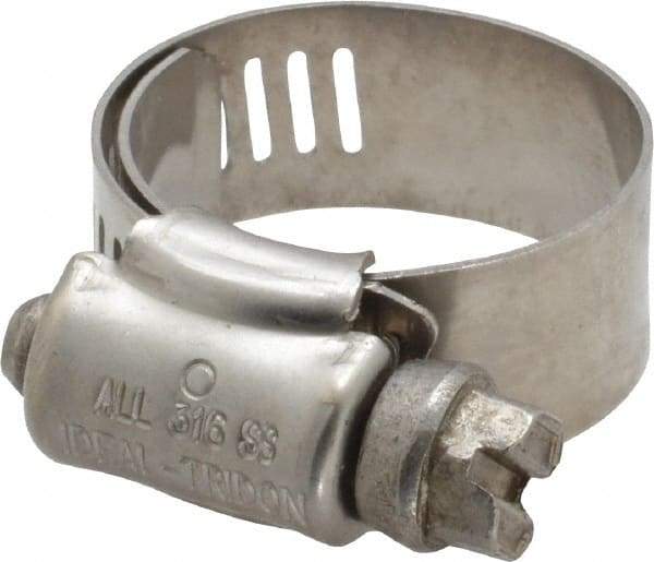 IDEAL TRIDON - SAE Size 8, 1/2 to 1" Diam, Stainless Steel Lined Worm Drive Clamp - Material Grade 316 - USA Tool & Supply