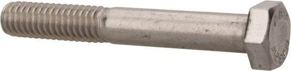 Value Collection - 5/16-18 UNC, 2-1/4" Length Under Head Hex Head Cap Screw - Partially Threaded, Grade 18-8 Stainless Steel, Uncoated, 1/2" Hex - USA Tool & Supply