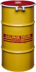 Made in USA - 16 Gallon Cylindrical Carbon Steel Open Head Drum - 27" High x 14" Diam - USA Tool & Supply
