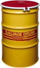 Made in USA - 55 Gallon Cylindrical Carbon Steel Open Head Drum - 33" High x 22-1/2" Diam - USA Tool & Supply